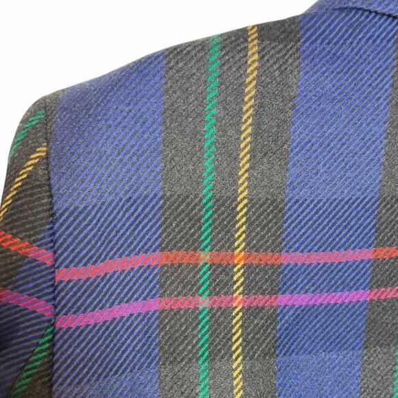 VTG LIZ CLAIBORNE PURPLE PLAID BLAZER JACKET 80s 90s RETRO PREPPY OVERSIZED 8 - Picture 4 of 6